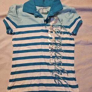 Aeropostale Kids Polo with Teal and White Stripes